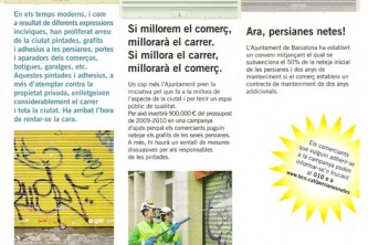 La Fundació Barcelona Começ firma un convenio con el Ajuntament para mantener las persinas de los comercios limpias de grafittis