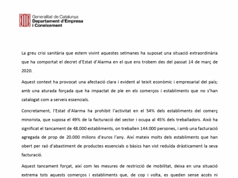 Manifiesto conjunto comercio catalán